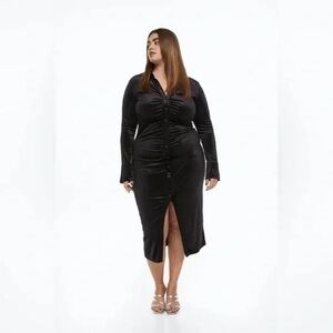H&M+ | Gathered Velour Shirt Dress Various Sizes Available